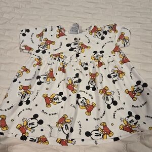 The Disney Store Vintage Baby Girl Short Sleeve Tunic White Mickey Mouse 12mth